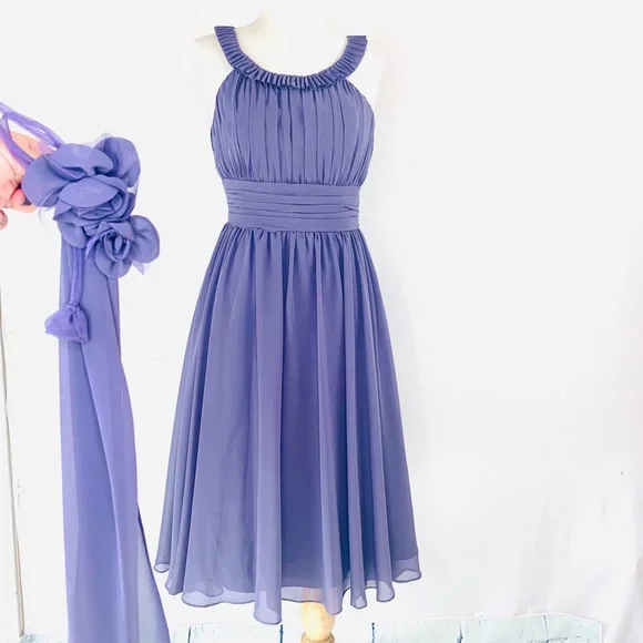Mori Lee by Madeline Gardner Sleeveless Chiffon DressLilac Size 7/8 Never Worn - Picture 2 of 14